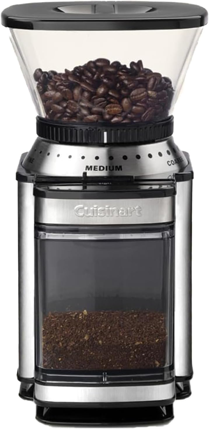 Cuisinart Macinacaffè elettrico ed espresso a macine coniche | 35 impostazioni | Contenitore 225 g | Compatibile portafiltro | Selettore 1–14 tazze | Include misurino e spazzola(Fresa In Acciaio Inox)