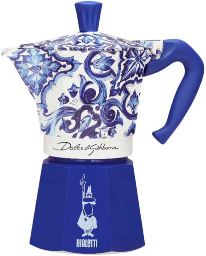 Bialetti Dolce Gabbana - Caffettiera Express Blue Mediterraneo per 6 tazze, a fuoco diretto (caffettiera, caffettiera espresso)