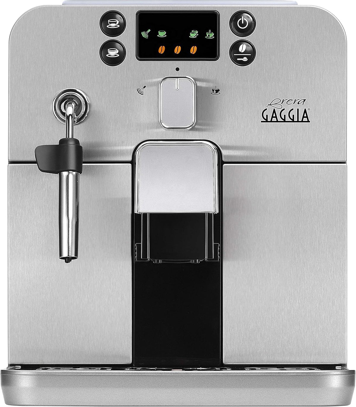 Gaggia RI9305/01 Brera - Macchina da Caffè Automatica per Espresso e Cappuccino, Caffè in Grani o Macinato, 1400W,100% Made in Italy, Argento (Browny Silver)(Argento (Browny Silver)/Solo Macchina)
