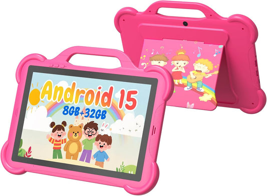 PEICHENG 10 Inch Kids Tablet RAM 8GB (4+4 Expands) ROM 64GB Android 13 Tablets for Kids, Parental Control, Kids Card with Case, Dual Camera 2+8MP, Screen(pink)
