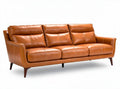 Divano in pelle marrone con struttura in legno 200 x 90 x 85cm