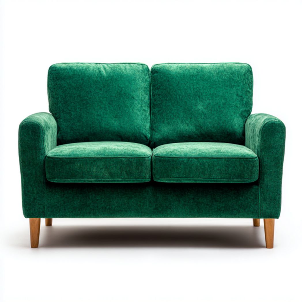 Divano marrone chiaro con struttura in metallo e dimensioni 150 x 80 x 75cm