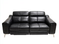Divano in pelle nera con finitura liscia dimensioni 150 x 75 x 80cm