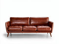 Divano in pelle marrone con struttura in legno 210 x 80 x 85cm