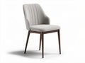 Sedia in tessuto grigio con struttura in legno marrone 45 x 50 x 90cm