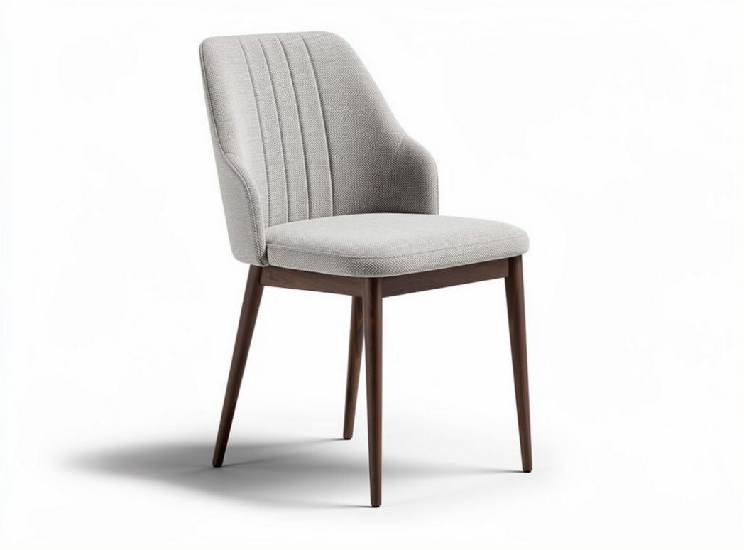 Sedia in tessuto grigio con struttura in legno marrone 45 x 50 x 90cm