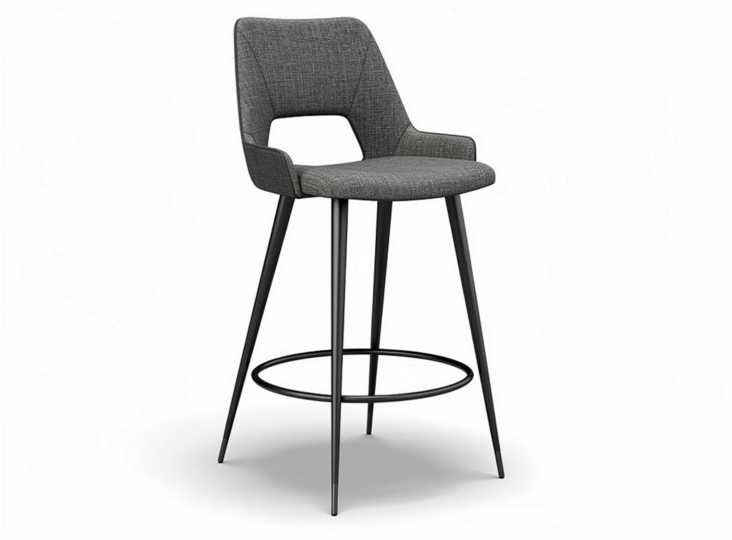 Sgabello da bar in tessuto grigio con struttura in metallo 45 x 45 x 110cm