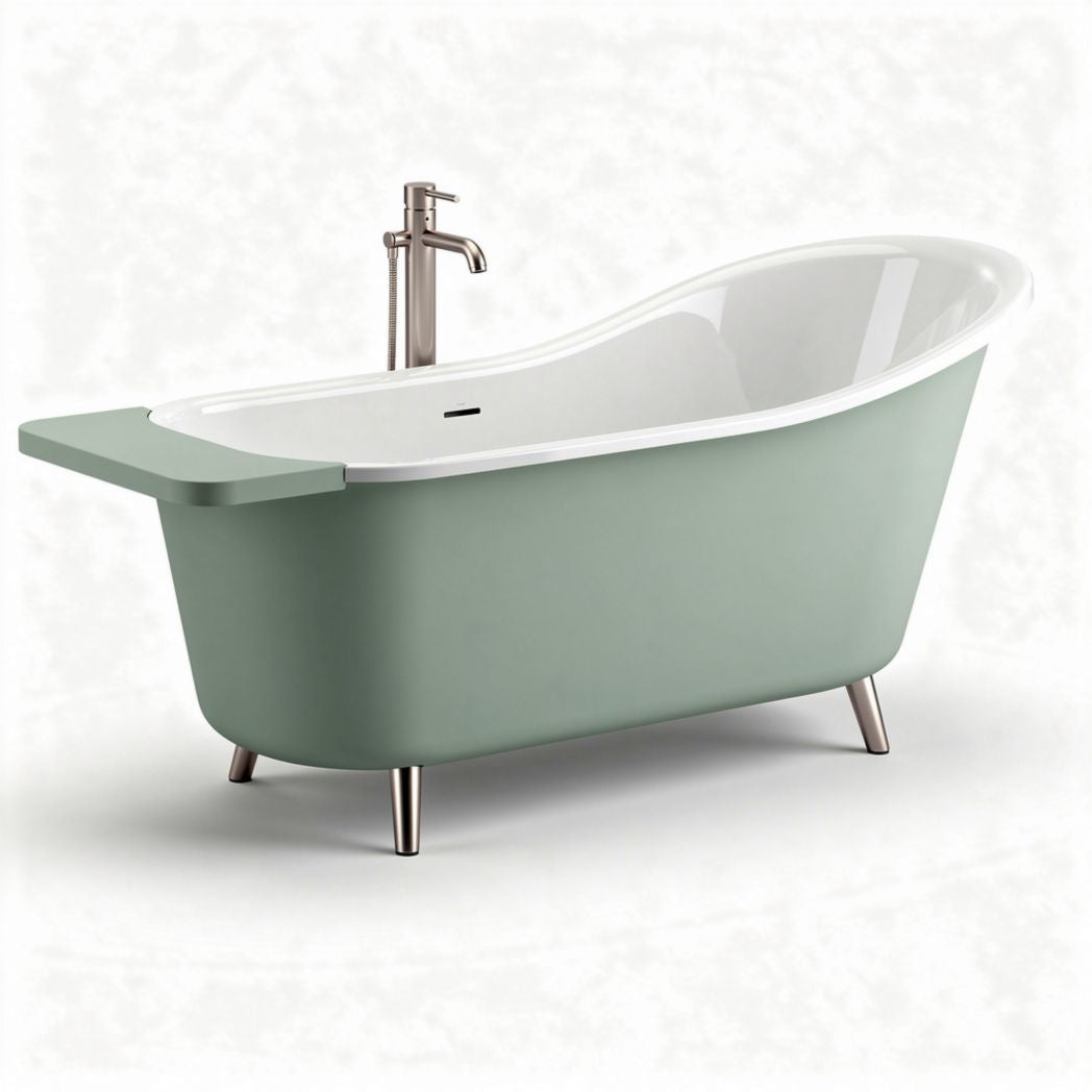 Vasca da bagno moderna in acrilico verde con rubinetto e misure 150 x 70 x 60cm