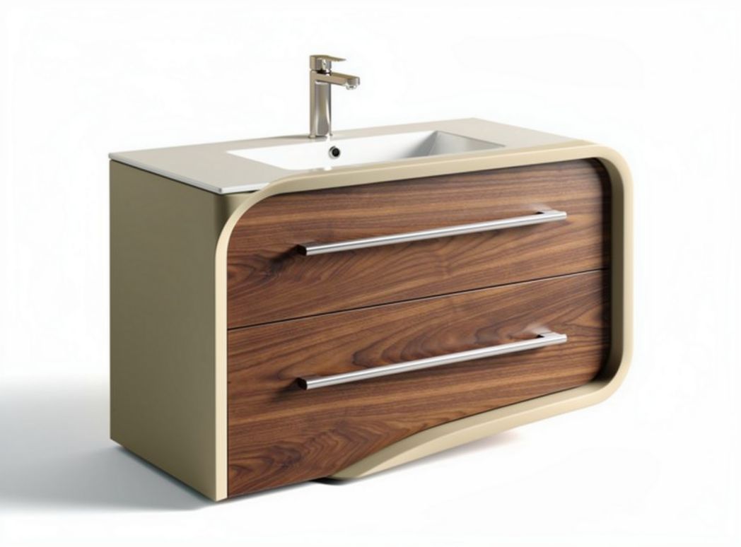 Mobile lavabo in legno con due cassetti e top in ceramica dimensioni 80 x 45 x 60cm