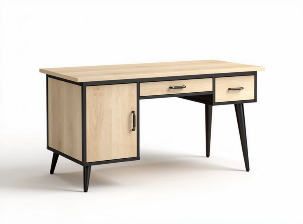 Scrivania in legno massello con otto cassetti dimensioni 180 x 90 x 75cm