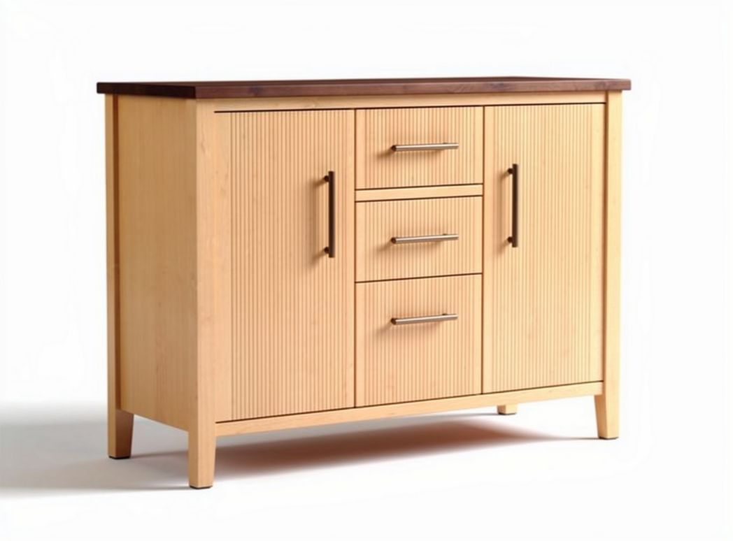 Credenza in legno di betulla con piano in noce misure 120 x 45 x 80cm