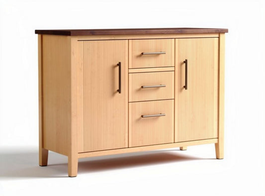 Credenza in legno di betulla con piano in noce misure 120 x 45 x 80cm