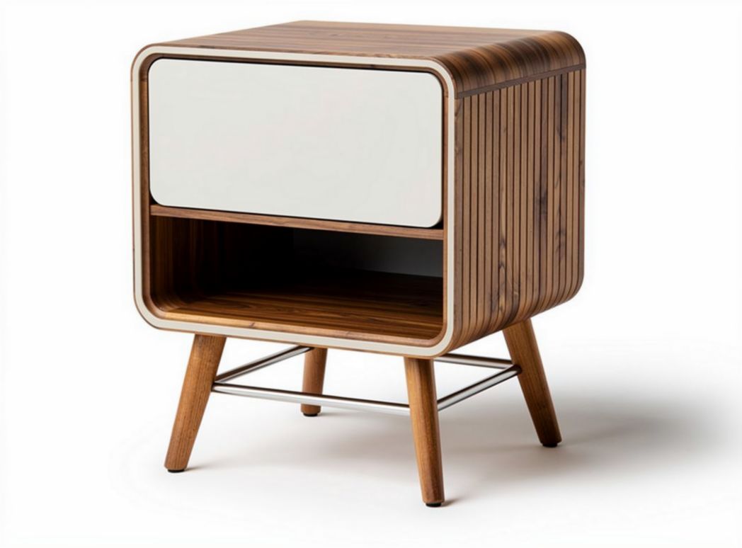 Comò in legno con cassetto e ripiano in vetro 40 x 40 x 50cm