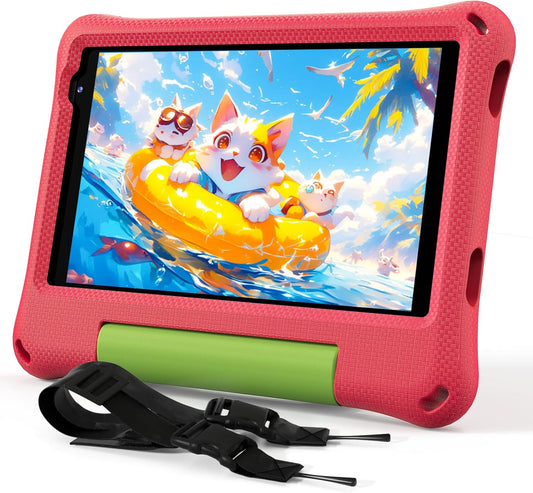 CALLSKY-NOTE Kids Tablet 8 Inch Kids Android 14 Toddler Tablet Octa-Core 64GB 2TB Expandable WiFi Kids Tablet with Shockproof EVA Case, GMS Certified, Dual Camera, BT,