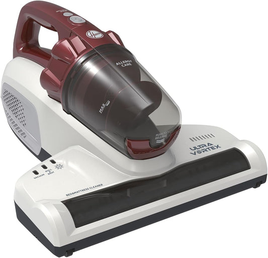 Hoover Ultra Vortex MBC500UV 011 Battimaterasso con Luce UV-C, 500W, 0,3 L, Antiacaro, Antibatterica, Rimuove Allergeni e Polvere, 3 Programmi, Rosso