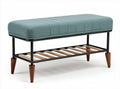 panchina in tessuto verde con struttura in metallo e ripiano in legno 120 x 40 x 45cm