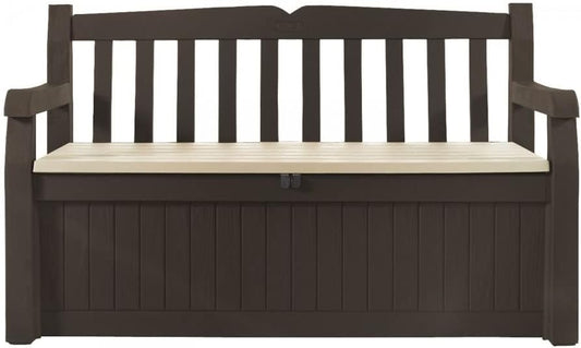 Keter Eden Storage Box with 265 Litre Capacity in Resin, Weather-Resistant, Beige/Brown, 140 x 60 x 84 cm(Brown)