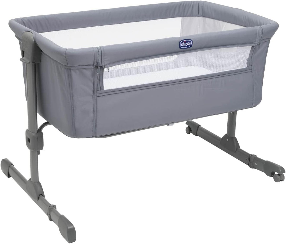 Chicco Next2Me Essential Culla Neonato Fianco Letto, Culla Co-Sleeping, Compatibile con Diversi Letti, Altezza Regolabile, Buona Circolazione dell'Aria, Materasso e Borsa inclusi, 0-6 Mesi, Grigio(Stone)